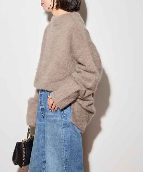 journal standard L'essage（ジャーナルスタンダードレサージュ）の「《追加》FOX CASHMERE オフプルオーバー（ニット/セーター・レディース・チャコールグレー/ベージュ/レッド・FREE）」の10枚目の写真