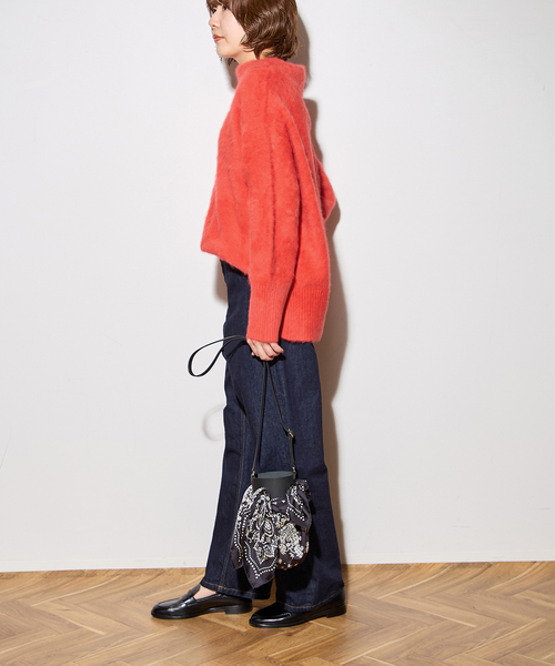 journal standard L'essage（ジャーナルスタンダードレサージュ）の「《追加》FOX CASHMERE オフプルオーバー（ニット/セーター・レディース・チャコールグレー/ベージュ/レッド・FREE）」の13枚目の写真