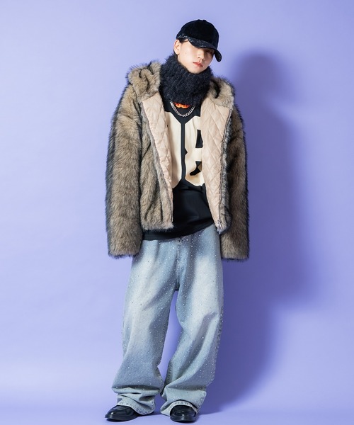 a.p.o.v.(エーピーオービー)の「a.p.o.v. 総ファー短丈フードブルゾンジャケット(ブルゾン・メンズ・ブラック/ベージュ・ONESIZE)」の8枚目の写真