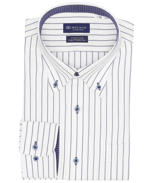 TOKYO SHIRTS(トウキョウシャツ)の「【超形態安定】 形態安定ノンアイロン ボタンダウン 長袖ビジネスワイシャツ(ビジネスシャツ・メンズ・ネイビー・首回り39cm-裄丈80cm/首回り39cm-裄丈84cm/首回り41cm-裄丈82cm/首回り41cm-裄丈86cm/首回り42cm-裄丈82cm/首回り42cm-裄丈86cm/首回り43cm-裄丈82cm/首回り43cm-裄丈86cm/首回り37cm-裄丈84cm/首回り37cm-裄丈80cm)」の1枚目の写真