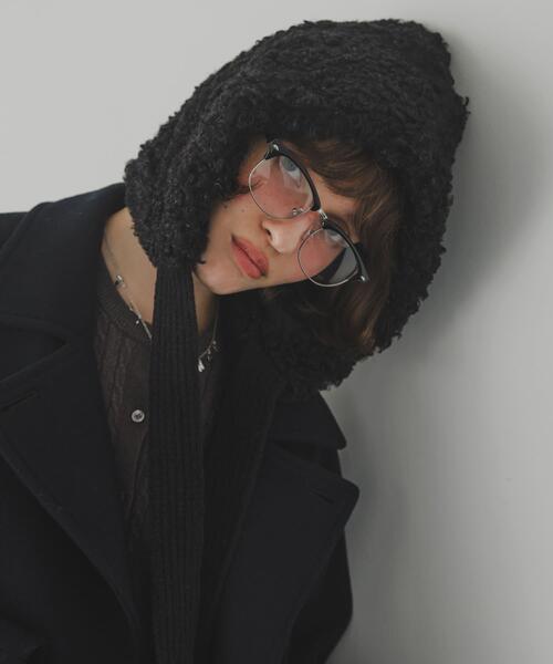 SMELLY(スメリー)の「ループボアボンネット(ニットキャップ/ビーニー・レディース・ベージュ/ブラック・-)」の2枚目の写真