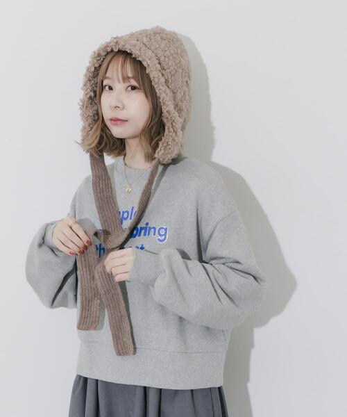 SMELLY(スメリー)の「ループボアボンネット(ニットキャップ/ビーニー・レディース・ベージュ/ブラック・-)」の10枚目の写真