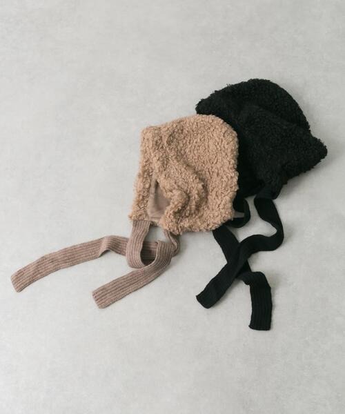 SMELLY(スメリー)の「ループボアボンネット(ニットキャップ/ビーニー・レディース・ベージュ/ブラック・-)」の5枚目の写真