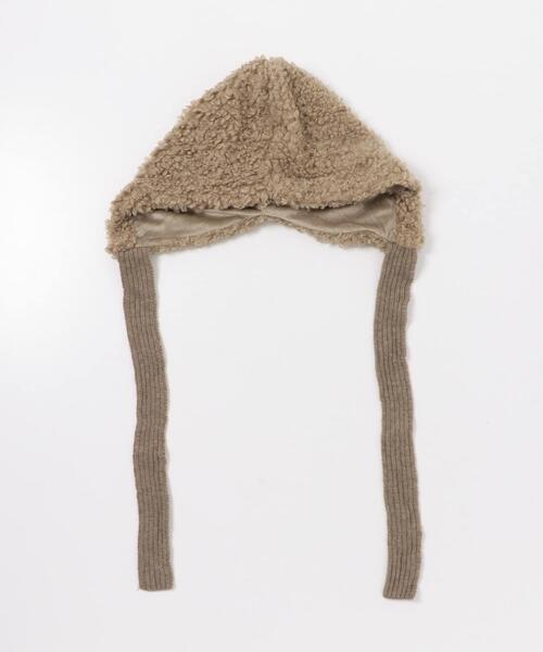 SMELLY(スメリー)の「ループボアボンネット(ニットキャップ/ビーニー・レディース・ベージュ/ブラック・-)」の4枚目の写真