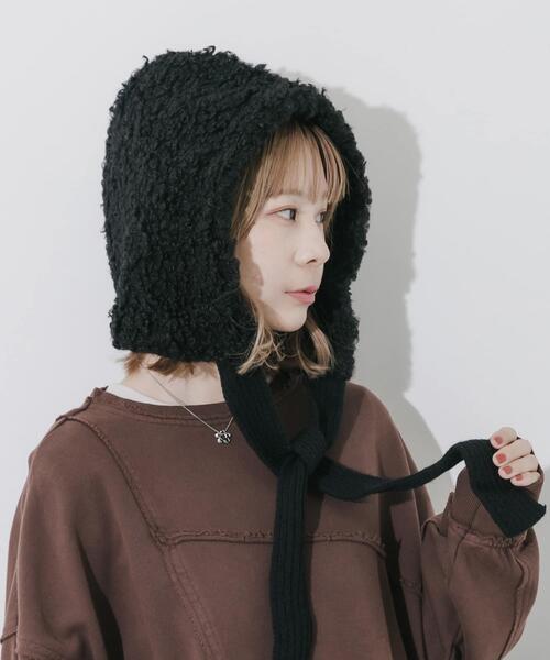 SMELLY(スメリー)の「ループボアボンネット(ニットキャップ/ビーニー・レディース・ベージュ/ブラック・-)」の22枚目の写真