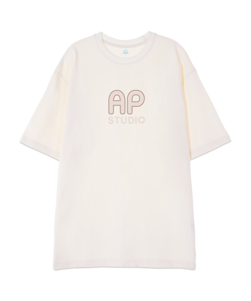 ASTRAL PROJECTION（アストラルプロジェクション）の「[オーバーサイズ]エイピエイピ13番手綿ラウンドネック半袖Tシャツ_アイボリー（Tシャツ/カットソー・メンズ・その他・LARGE/MEDIUM/XX-LARGE）」の2枚目の写真