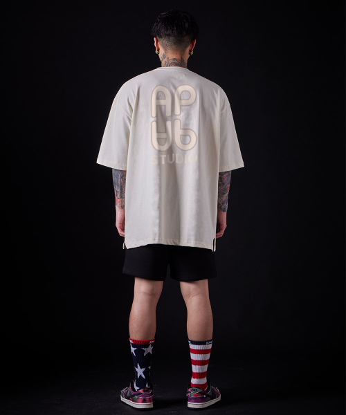 ASTRAL PROJECTION（アストラルプロジェクション）の「[オーバーサイズ]エイピエイピ13番手綿ラウンドネック半袖Tシャツ_アイボリー（Tシャツ/カットソー・メンズ・その他・LARGE/MEDIUM/XX-LARGE）」の6枚目の写真