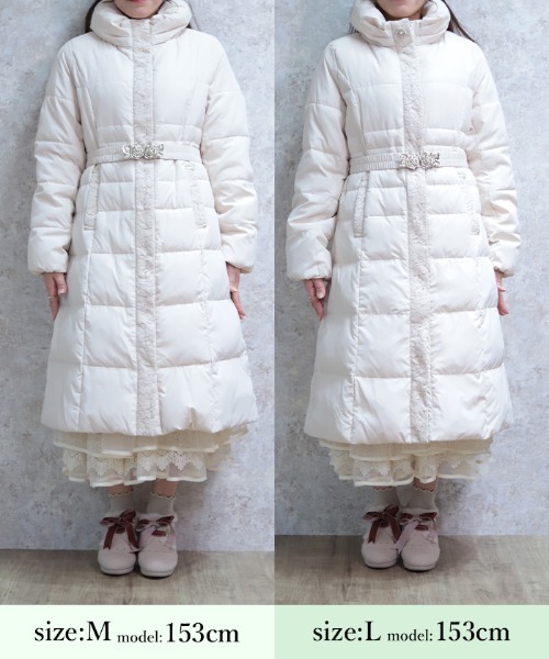 axes femme（アクシーズファム）の「シェイプ切替ロングダウンコート（ダウンジャケット/コート・レディース・ベージュ/ブラック・MEDIUM/LARGE）」の21枚目の写真