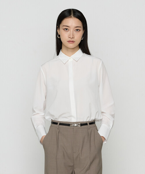 COMME CA(コムサ)の「〔 TALLサイズ 〕 パウダーデシン/デシンストライプ シャツ(シャツ/ブラウス・レディース・ホワイト/グレー/ブラック・15号/13号)」の7枚目の写真