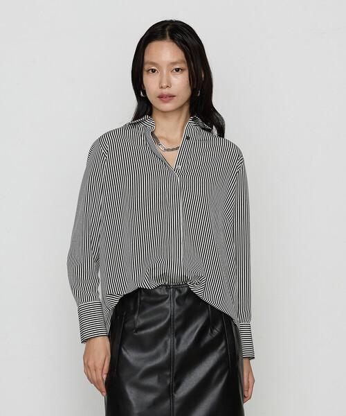 COMME CA(コムサ)の「〔 TALLサイズ 〕 パウダーデシン/デシンストライプ シャツ(シャツ/ブラウス・レディース・ホワイト/グレー/ブラック・15号/13号)」の12枚目の写真