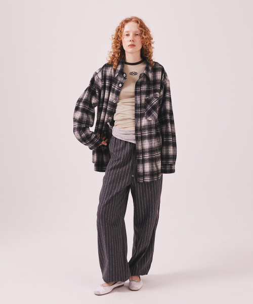 MENASOO(ミナス)の「MNS Classic Check Oversized Shirt Jacket_Black(その他アウター・レディース・ブラック・F)」の9枚目の写真