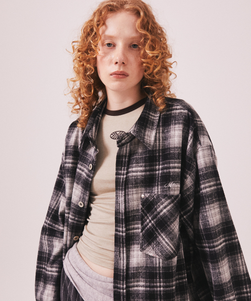 MENASOO(ミナス)の「MNS Classic Check Oversized Shirt Jacket_Black(その他アウター・レディース・ブラック・F)」の14枚目の写真
