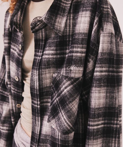 MENASOO(ミナス)の「MNS Classic Check Oversized Shirt Jacket_Black(その他アウター・レディース・ブラック・F)」の15枚目の写真