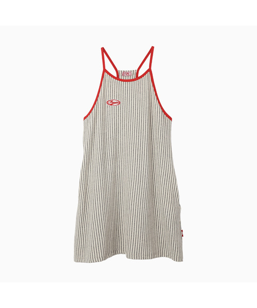 MENASOO(ミナス)の「MENASOO SUMMER STRIPE TERRY STRAP ONEPIECE_GRAY(ワンピース・レディース・グレー・F)」の1枚目の写真