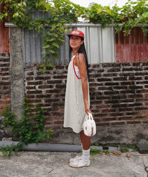 MENASOO(ミナス)の「MENASOO SUMMER STRIPE TERRY STRAP ONEPIECE_GRAY(ワンピース・レディース・グレー・F)」の2枚目の写真