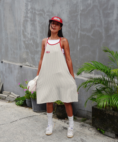 MENASOO(ミナス)の「MENASOO SUMMER STRIPE TERRY STRAP ONEPIECE_GRAY(ワンピース・レディース・グレー・F)」の6枚目の写真