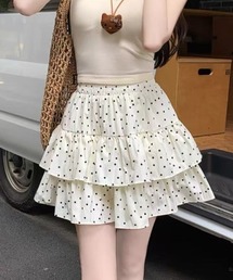 Mejoul | 【2026春夏新作】ドット柄フレアティアードミニスカート(スカート)