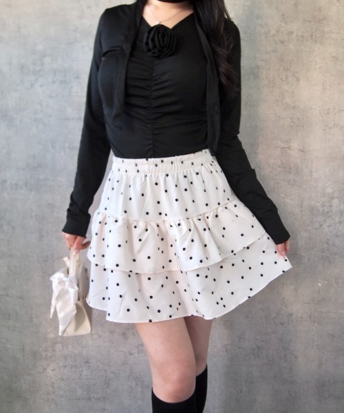 Mejoul（メジュール）の「【2026春夏新作】【インパン付き】ドット柄フレアティアードミニスカート（スカート・レディース・ホワイト/アイボリー・M/L）」の11枚目の写真