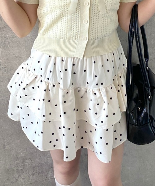 Mejoul（メジュール）の「【2026春夏新作】【インパン付き】ドット柄フレアティアードミニスカート（スカート・レディース・ホワイト/アイボリー・M/L）」の11枚目の写真