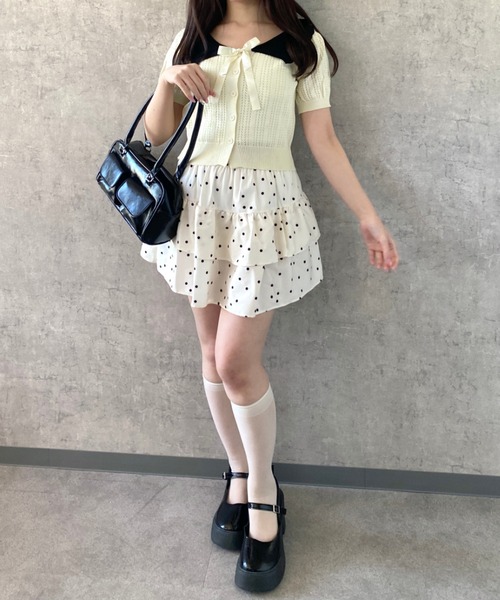 Mejoul（メジュール）の「【2026春夏新作】【インパン付き】ドット柄フレアティアードミニスカート（スカート・レディース・ホワイト/アイボリー・M/L）」の13枚目の写真