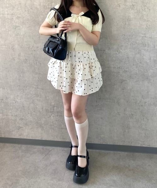 Mejoul（メジュール）の「【2026春夏新作】【インパン付き】ドット柄フレアティアードミニスカート（スカート・レディース・ホワイト/アイボリー・M/L）」の14枚目の写真