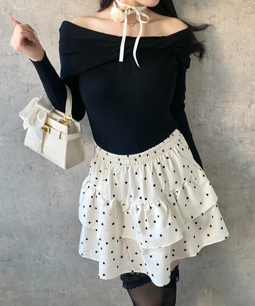 Mejoul（メジュール）の「【2026春夏新作】【インパン付き】ドット柄フレアティアードミニスカート（スカート・レディース・ホワイト/アイボリー・M/L）」の17枚目の写真