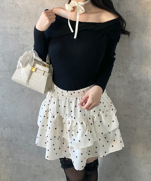 Mejoul（メジュール）の「【2026春夏新作】【インパン付き】ドット柄フレアティアードミニスカート（スカート・レディース・ホワイト/アイボリー・M/L）」の18枚目の写真