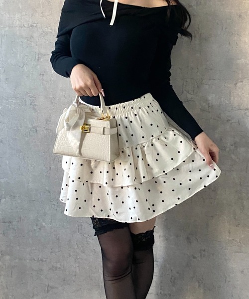 Mejoul（メジュール）の「【2026春夏新作】【インパン付き】ドット柄フレアティアードミニスカート（スカート・レディース・ホワイト/アイボリー・M/L）」の16枚目の写真