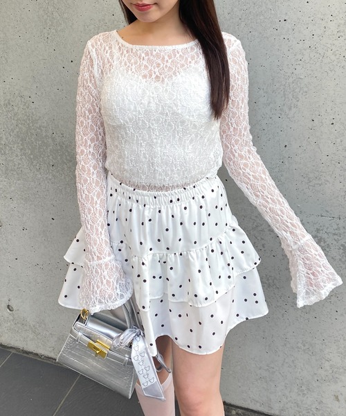 Mejoul（メジュール）の「【2026春夏新作】【インパン付き】ドット柄フレアティアードミニスカート（スカート・レディース・ホワイト/アイボリー・M/L）」の20枚目の写真