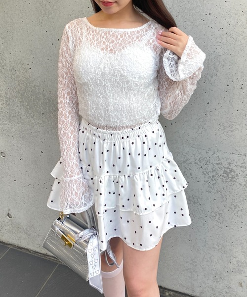 Mejoul（メジュール）の「【2026春夏新作】【インパン付き】ドット柄フレアティアードミニスカート（スカート・レディース・ホワイト/アイボリー・M/L）」の21枚目の写真