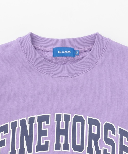 GLAZOS（グラソス）の「カレッジロゴ フロントプリント 裏毛トレーナー（スウェット・キッズ・グリーン/ラベンダー/トップグレー・150cm/160cm/170cm）」の6枚目の写真