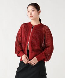 メッシュニット ジップ カーディガン