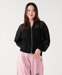 メッシュニット ジップ カーディガン