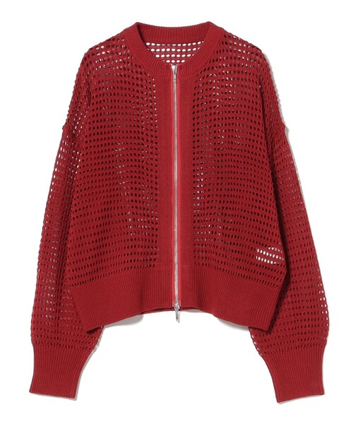 BEAMS HEART(ビームスハート)の「メッシュニット ジップ カーディガン(カーディガン/ボレロ・レディース・ブラック/オフホワイト/レッド・FREE)」の8枚目の写真