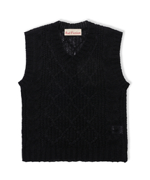 DOHERTY FISHERMAN CABLE KNIT VEST / BLACK