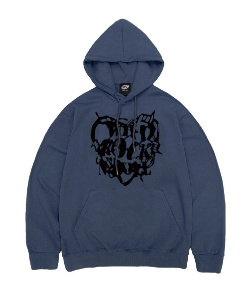 WILDROCK(ワイルドロック)の「クラックハートフードパーカー_ブルー(パーカー・メンズ・その他・LARGE/MEDIUM/SMALL)」の1枚目の写真