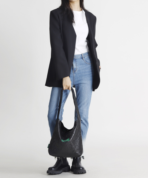 GREEN STUFF（グリーンスタッフ）の「seem full bag 62 - glitter texture black（ショルダーバッグ・レディース・その他・FREE）」の4枚目の写真