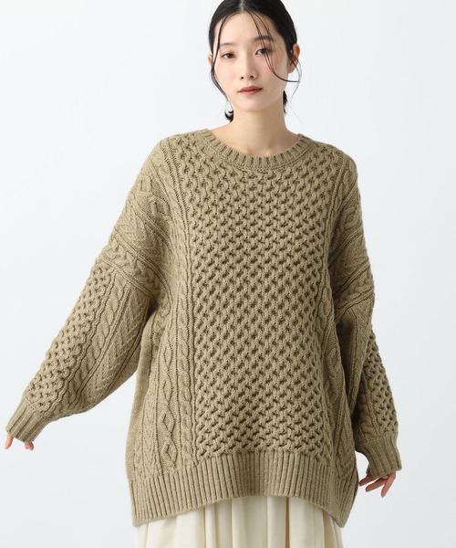 studio CLIP（スタディオクリップ）の「《natural by clip》5ゲージウール混ケーブルプルオーバー（ニット/セーター・レディース・アイボリー/ベージュ・FREE）」の2枚目の写真
