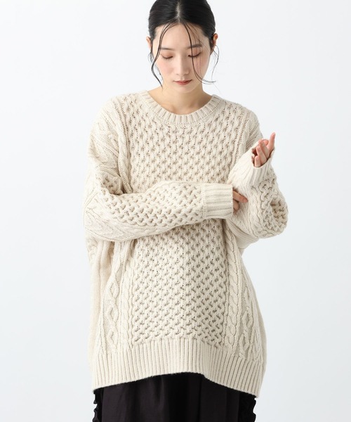 studio CLIP（スタディオクリップ）の「《natural by clip》5ゲージウール混ケーブルプルオーバー（ニット/セーター・レディース・アイボリー/ベージュ・FREE）」の19枚目の写真
