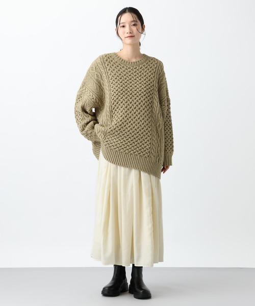 studio CLIP（スタディオクリップ）の「《natural by clip》5ゲージウール混ケーブルプルオーバー（ニット/セーター・レディース・アイボリー/ベージュ・FREE）」の3枚目の写真