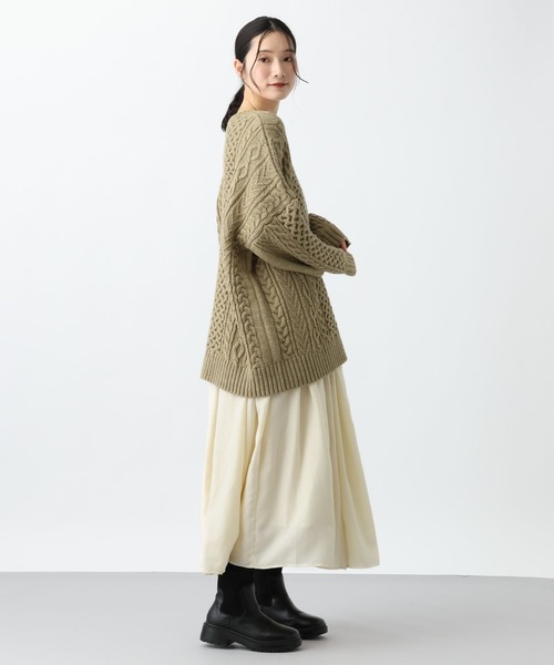 studio CLIP（スタディオクリップ）の「《natural by clip》5ゲージウール混ケーブルプルオーバー（ニット/セーター・レディース・アイボリー/ベージュ・FREE）」の6枚目の写真