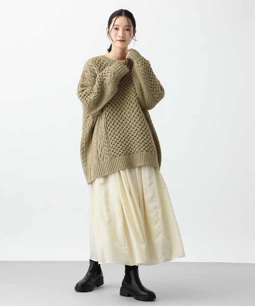 studio CLIP（スタディオクリップ）の「《natural by clip》5ゲージウール混ケーブルプルオーバー（ニット/セーター・レディース・アイボリー/ベージュ・FREE）」の9枚目の写真