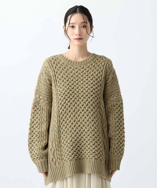 studio CLIP（スタディオクリップ）の「《natural by clip》5ゲージウール混ケーブルプルオーバー（ニット/セーター・レディース・アイボリー/ベージュ・FREE）」の10枚目の写真
