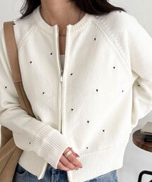 fredy emue | ハンド刺しゅうハートZIPカーディガン(カーディガン/ボレロ)