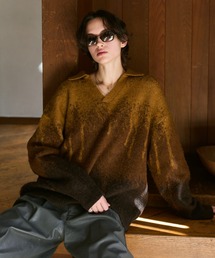 soerte | Irregularity Gradation Skipper Knit/イレギュラーグラデーションスキッパーニット(ポロシャツ)