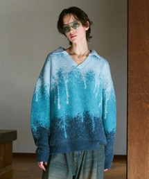 soerte（ソエルテ）の「Irregularity Gradation Skipper Knit/イレギュラーグラデーションスキッパーニット（ポロシャツ）」