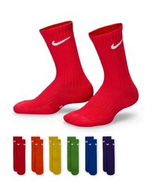 NIKE | ナイキ エブリデイ キッズ クッションド クルー ソックス (6足) / Nike Everyday Kids' Cushioned Crew Socks (6 Pairs) SX6910-903 Multi-Color(ソックス/靴下)
