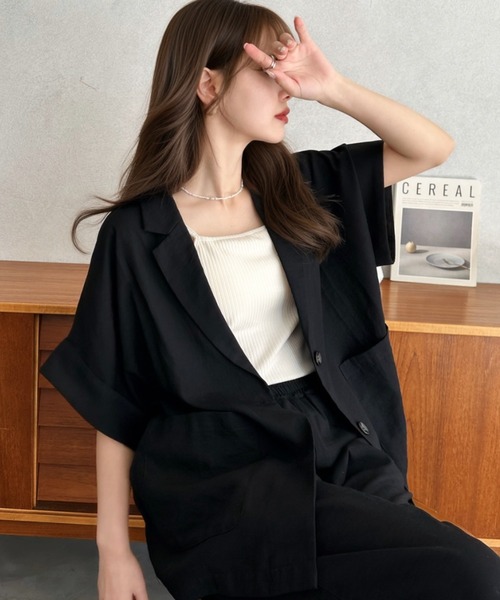 Eclat one(エクラワン)の「【Eclat one】ピンストライプ リラックス セットアップ(セットアップ・レディース・ライトベージュ/ブラック/ブラック系その他・FREE)」の14枚目の写真