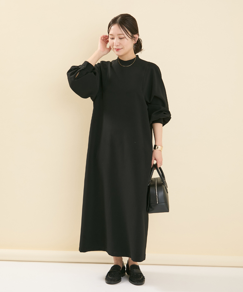 JOURNAL STANDARD（ジャーナルスタンダード）の「《WEB限定追加》ダブルクロスロングワンピース（ワンピース・レディース・ブラック/ネイビー・38/36）」の4枚目の写真