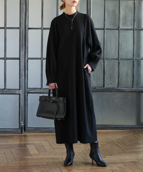 JOURNAL STANDARD（ジャーナルスタンダード）の「《WEB限定追加》ダブルクロスロングワンピース（ワンピース・レディース・ブラック/ネイビー・38/36）」の9枚目の写真